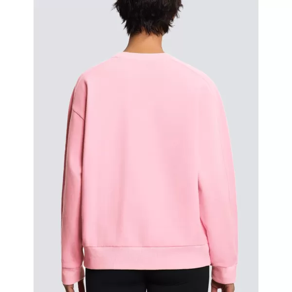 THE GYM PEOPLE Womens Fleece Pullover Sweatshirt Loose Boxy Lounge Long Sleeve Workout Shirt with PocketPink