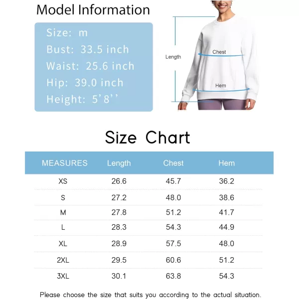 THE GYM PEOPLE Womens Fleece Pullover Sweatshirt Loose Boxy Lounge Long Sleeve Workout Shirt with PocketWhite