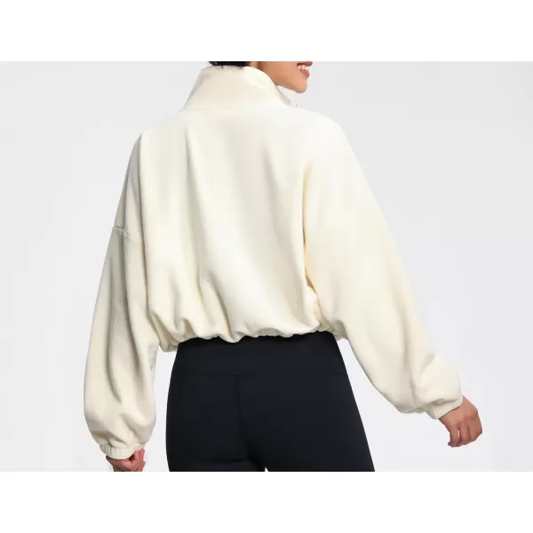 THE GYM PEOPLE Womens Fleece Short Jacket Full Zip Stand Collar Warm Winter Sherpa Crop Coats with Drawstring HemBeige