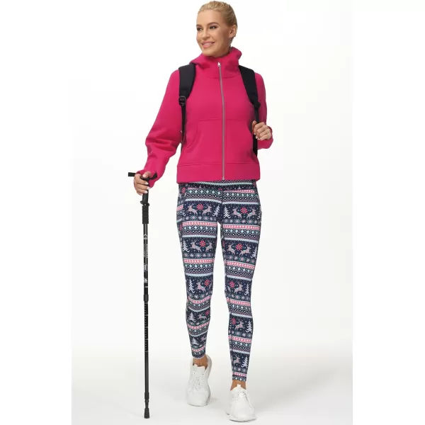 THE GYM PEOPLE Womens FullZip Up Hoodies Jacket Fleece Workout Crop Tops Sweatshirts with Pockets Thumb HoleBright Pink