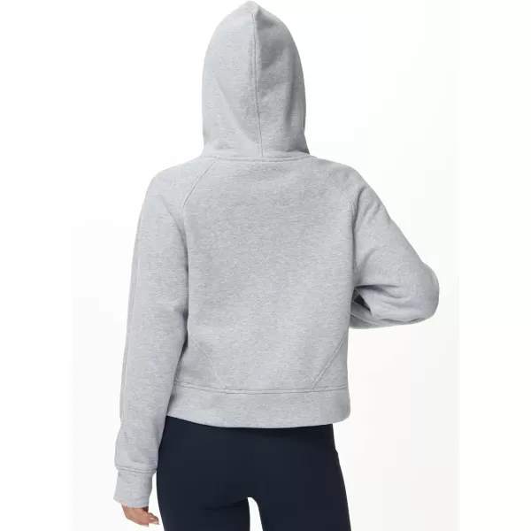 THE GYM PEOPLE Womens FullZip Up Hoodies Jacket Fleece Workout Crop Tops Sweatshirts with Pockets Thumb HoleGrey