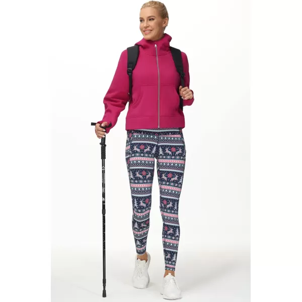 THE GYM PEOPLE Womens FullZip Up Hoodies Jacket Fleece Workout Crop Tops Sweatshirts with Pockets Thumb HolePitaya Red