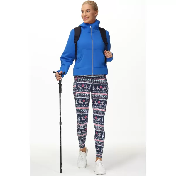 THE GYM PEOPLE Womens FullZip Up Hoodies Jacket Fleece Workout Crop Tops Sweatshirts with Pockets Thumb HoleSea Blue
