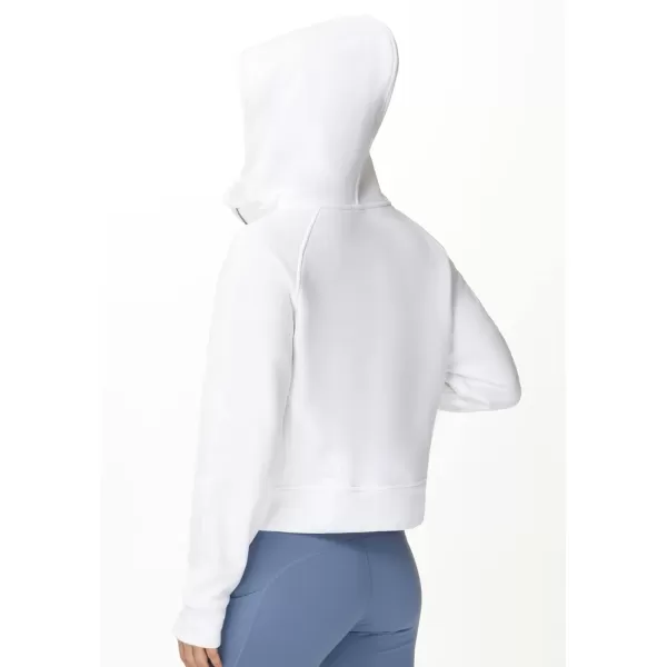 THE GYM PEOPLE Womens FullZip Up Hoodies Jacket Fleece Workout Crop Tops Sweatshirts with Pockets Thumb HoleWhite
