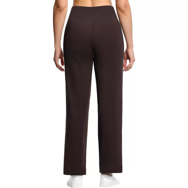 THE GYM PEOPLE Womens Wide Leg Yoga Pants High Waist Loose Stretch Palazzo Lounge Pant with Pockets DrawstringBrown