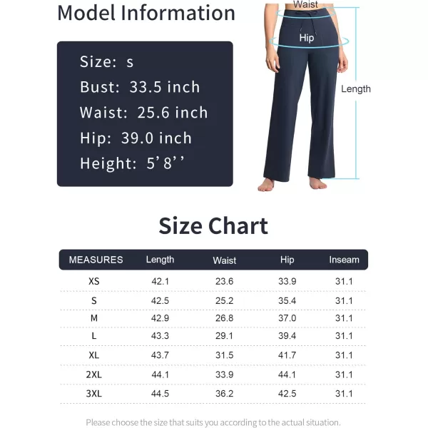THE GYM PEOPLE Womens Wide Leg Yoga Pants High Waist Loose Stretch Palazzo Lounge Pant with Pockets DrawstringDark Navy Blue