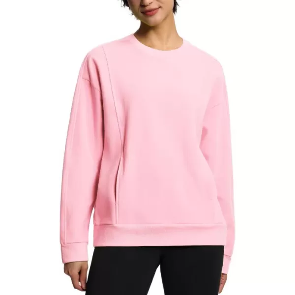 THE GYM PEOPLE Womens Fleece Pullover Sweatshirt Loose Boxy Lounge Long Sleeve Workout Shirt with PocketPink