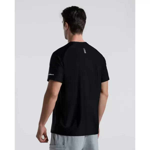 Mens Cooling Ice Silk Running Shirts Quick Dry Short Sleeve Athletic Gym TShirts UPF 50 Outdoor Workout TshirtsBlack