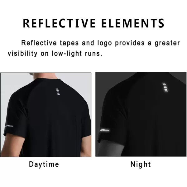 Mens Cooling Ice Silk Running Shirts Quick Dry Short Sleeve Athletic Gym TShirts UPF 50 Outdoor Workout TshirtsBlack