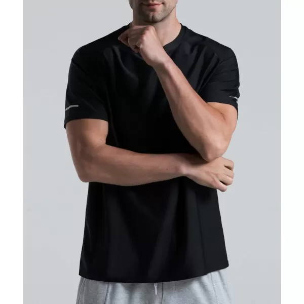 Mens Cooling Ice Silk Running Shirts Quick Dry Short Sleeve Athletic Gym TShirts UPF 50 Outdoor Workout TshirtsBlack