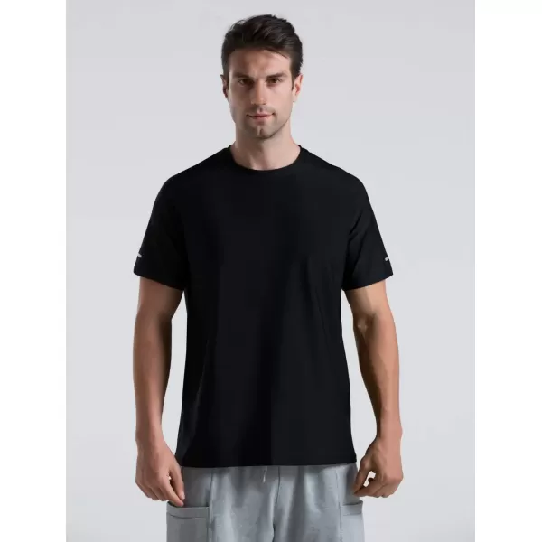 Mens Cooling Ice Silk Running Shirts Quick Dry Short Sleeve Athletic Gym TShirts UPF 50 Outdoor Workout TshirtsBlack