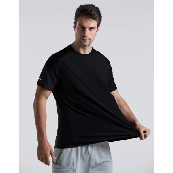 Mens Cooling Ice Silk Running Shirts Quick Dry Short Sleeve Athletic Gym TShirts UPF 50 Outdoor Workout TshirtsBlack