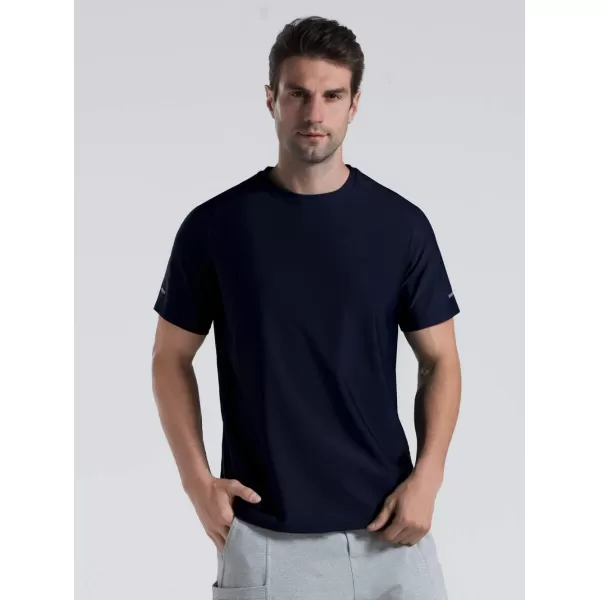 Mens Cooling Ice Silk Running Shirts Quick Dry Short Sleeve Athletic Gym TShirts UPF 50 Outdoor Workout TshirtsBlue