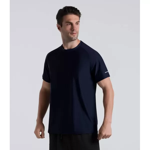 Mens Cooling Ice Silk Running Shirts Quick Dry Short Sleeve Athletic Gym TShirts UPF 50 Outdoor Workout TshirtsBlue
