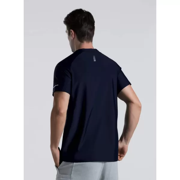 Mens Cooling Ice Silk Running Shirts Quick Dry Short Sleeve Athletic Gym TShirts UPF 50 Outdoor Workout TshirtsBlue