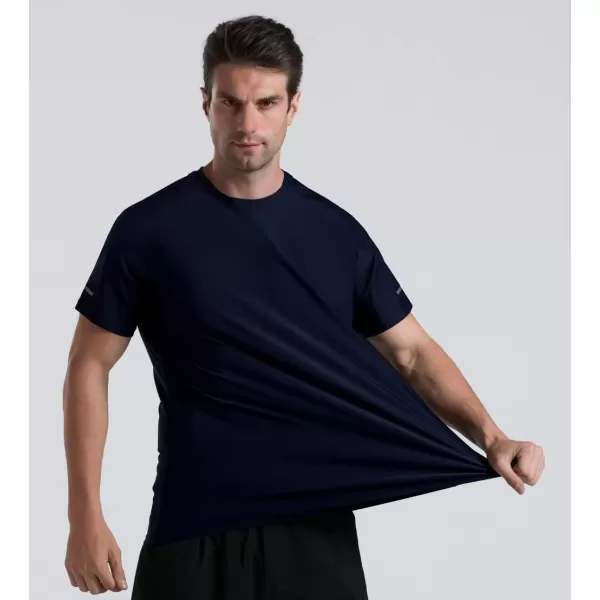 Mens Cooling Ice Silk Running Shirts Quick Dry Short Sleeve Athletic Gym TShirts UPF 50 Outdoor Workout TshirtsBlue