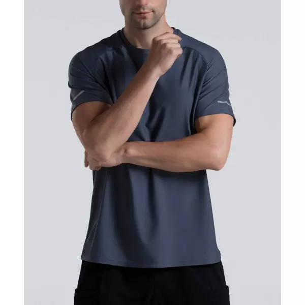 Mens Cooling Ice Silk Running Shirts Quick Dry Short Sleeve Athletic Gym TShirts UPF 50 Outdoor Workout TshirtsCharcoal Grey