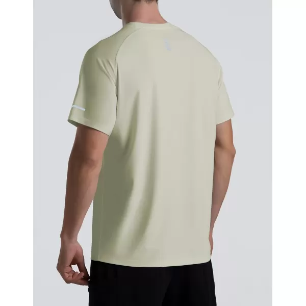 Mens Cooling Ice Silk Running Shirts Quick Dry Short Sleeve Athletic Gym TShirts UPF 50 Outdoor Workout TshirtsLight Green