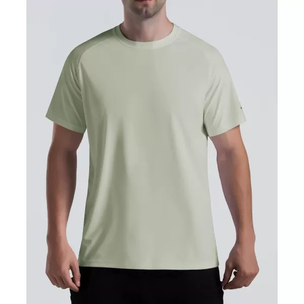 Mens Cooling Ice Silk Running Shirts Quick Dry Short Sleeve Athletic Gym TShirts UPF 50 Outdoor Workout TshirtsLight Green