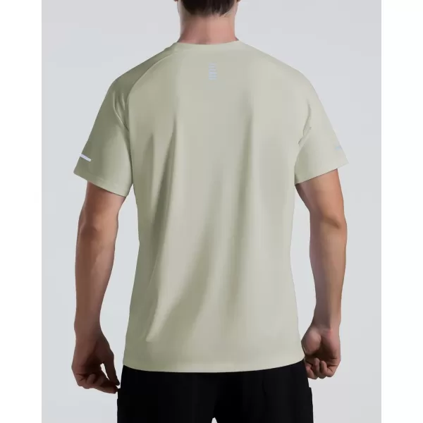 Mens Cooling Ice Silk Running Shirts Quick Dry Short Sleeve Athletic Gym TShirts UPF 50 Outdoor Workout TshirtsLight Green