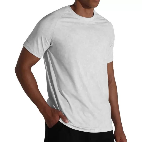 Mens Cooling Ice Silk Running Shirts Quick Dry Short Sleeve Athletic Gym TShirts UPF 50 Outdoor Workout TshirtsTie Dye White