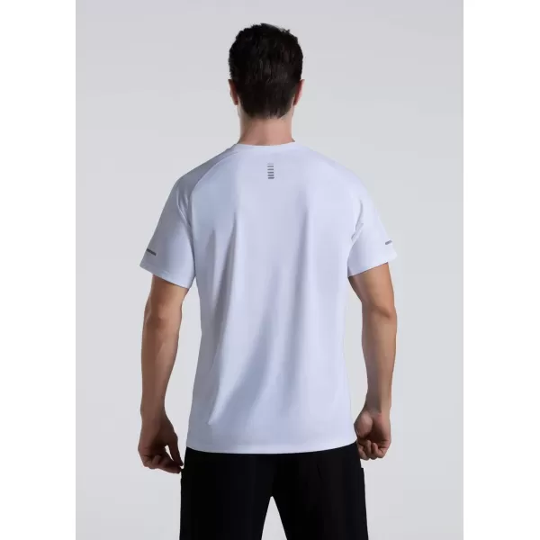 Mens Cooling Ice Silk Running Shirts Quick Dry Short Sleeve Athletic Gym TShirts UPF 50 Outdoor Workout TshirtsWhite