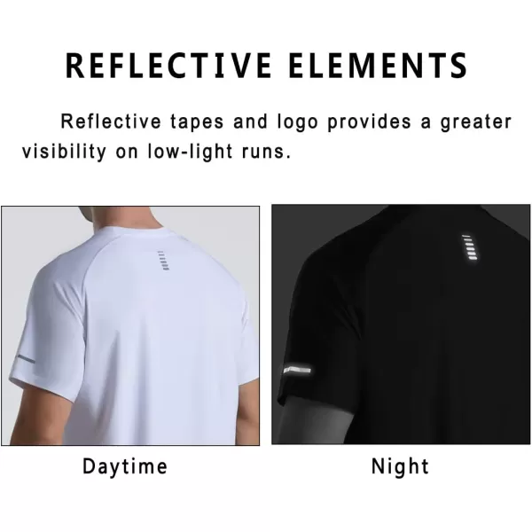 Mens Cooling Ice Silk Running Shirts Quick Dry Short Sleeve Athletic Gym TShirts UPF 50 Outdoor Workout TshirtsWhite