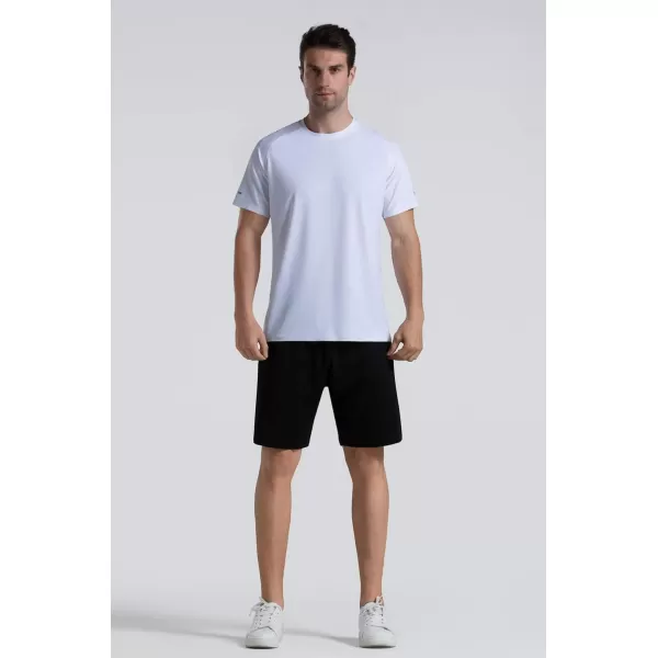 Mens Cooling Ice Silk Running Shirts Quick Dry Short Sleeve Athletic Gym TShirts UPF 50 Outdoor Workout TshirtsWhite