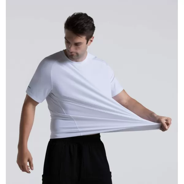 Mens Cooling Ice Silk Running Shirts Quick Dry Short Sleeve Athletic Gym TShirts UPF 50 Outdoor Workout TshirtsWhite