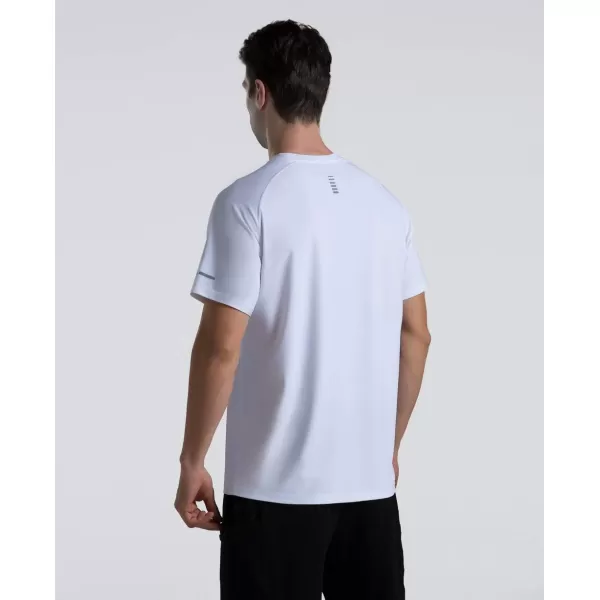 Mens Cooling Ice Silk Running Shirts Quick Dry Short Sleeve Athletic Gym TShirts UPF 50 Outdoor Workout TshirtsWhite