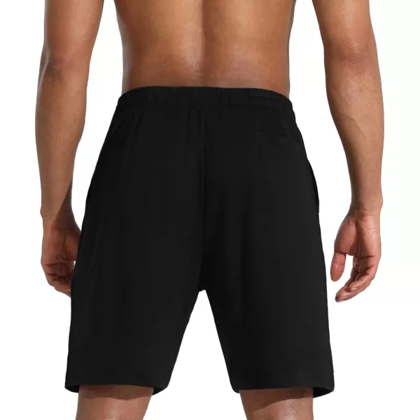 Mens Lounge Shorts with Deep Pockets Loosefit Jersey Shorts for RunningWorkoutTraining Basketball605 Black