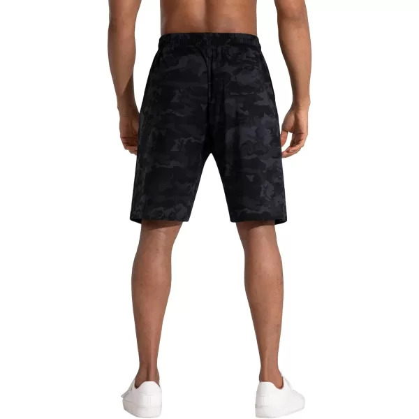 Mens Lounge Shorts with Deep Pockets Loosefit Jersey Shorts for RunningWorkoutTraining BasketballBlackgrey Camo