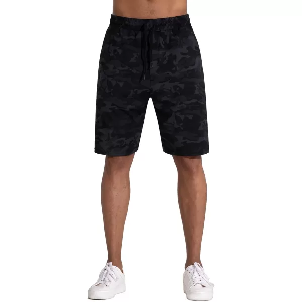 Mens Lounge Shorts with Deep Pockets Loosefit Jersey Shorts for RunningWorkoutTraining BasketballBlackgrey Camo