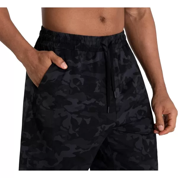 Mens Lounge Shorts with Deep Pockets Loosefit Jersey Shorts for RunningWorkoutTraining BasketballBlackgrey Camo