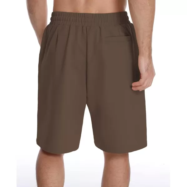 Mens Lounge Shorts with Deep Pockets Loosefit Jersey Shorts for RunningWorkoutTraining BasketballBrown