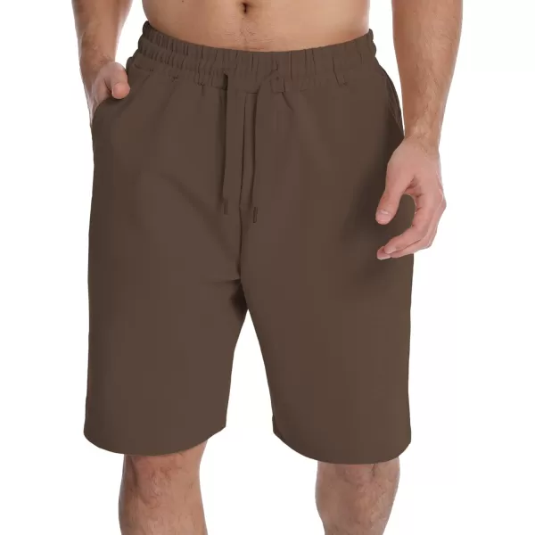 Mens Lounge Shorts with Deep Pockets Loosefit Jersey Shorts for RunningWorkoutTraining BasketballBrown