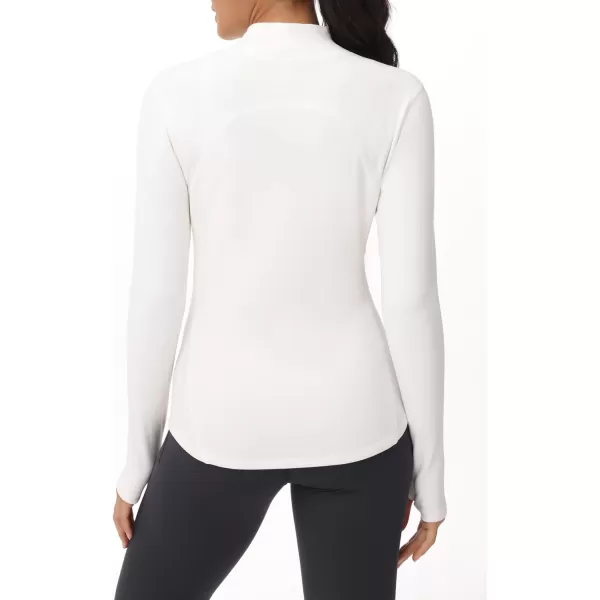 THE GYM PEOPLE Fleece Mock Turtleneck Pullover Base Layer Shirts Long Sleeve Workout Tops with Thumb HoleBeige