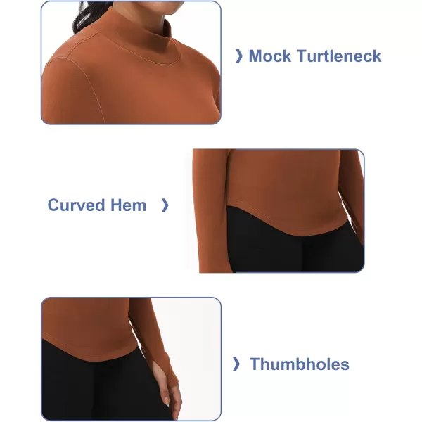 THE GYM PEOPLE Fleece Mock Turtleneck Pullover Base Layer Shirts Long Sleeve Workout Tops with Thumb HoleBrick Red
