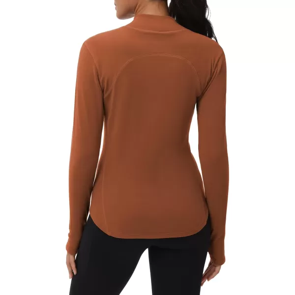THE GYM PEOPLE Fleece Mock Turtleneck Pullover Base Layer Shirts Long Sleeve Workout Tops with Thumb HoleBrick Red