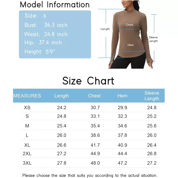 THE GYM PEOPLE Fleece Mock Turtleneck Pullover Base Layer Shirts Long Sleeve Workout Tops with Thumb HoleBrown