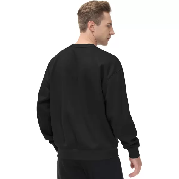 THE GYM PEOPLE Mens Fleece Crewneck Sweatshirt Thick Loose fit Soft Basic Pullover SweatshirtBlack