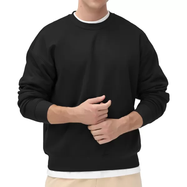 THE GYM PEOPLE Mens Fleece Crewneck Sweatshirt Thick Loose fit Soft Basic Pullover SweatshirtBlack