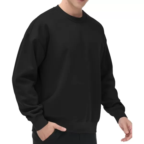 THE GYM PEOPLE Mens Fleece Crewneck Sweatshirt Thick Loose fit Soft Basic Pullover SweatshirtBlack