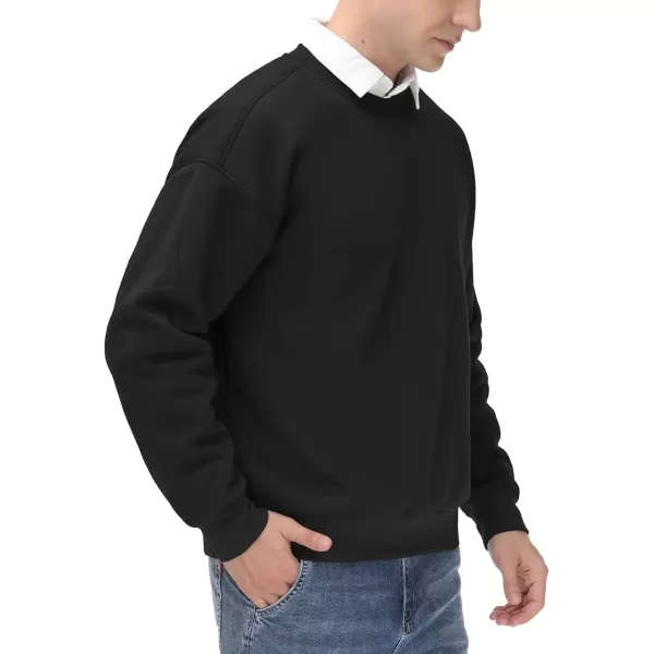 THE GYM PEOPLE Mens Fleece Crewneck Sweatshirt Thick Loose fit Soft Basic Pullover SweatshirtBlack