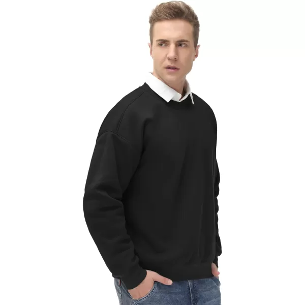THE GYM PEOPLE Mens Fleece Crewneck Sweatshirt Thick Loose fit Soft Basic Pullover SweatshirtBlack