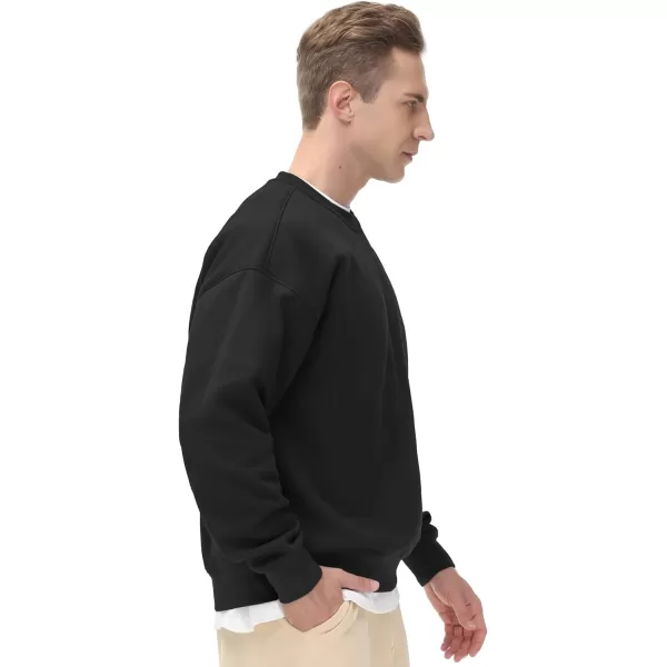 THE GYM PEOPLE Mens Fleece Crewneck Sweatshirt Thick Loose fit Soft Basic Pullover SweatshirtBlack