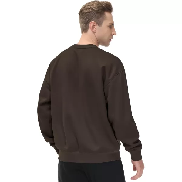 THE GYM PEOPLE Mens Fleece Crewneck Sweatshirt Thick Loose fit Soft Basic Pullover SweatshirtBrown