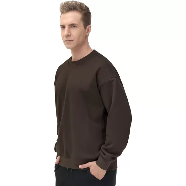 THE GYM PEOPLE Mens Fleece Crewneck Sweatshirt Thick Loose fit Soft Basic Pullover SweatshirtBrown
