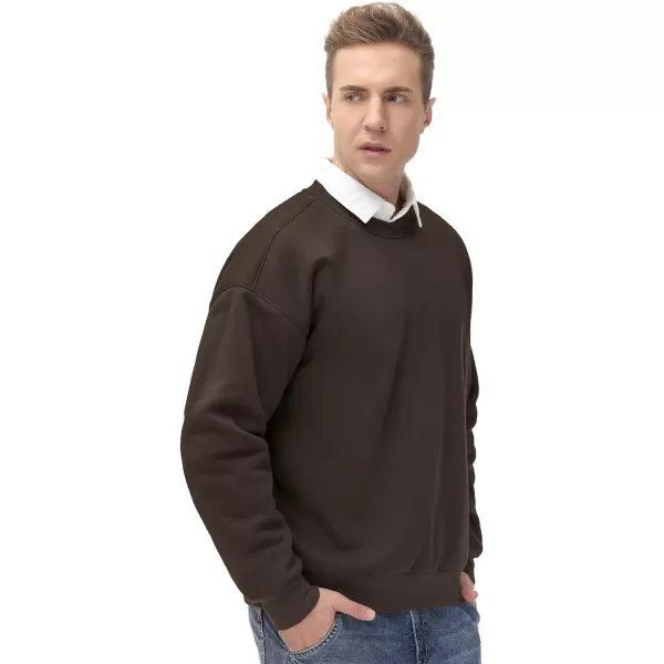 THE GYM PEOPLE Mens Fleece Crewneck Sweatshirt Thick Loose fit Soft Basic Pullover SweatshirtBrown