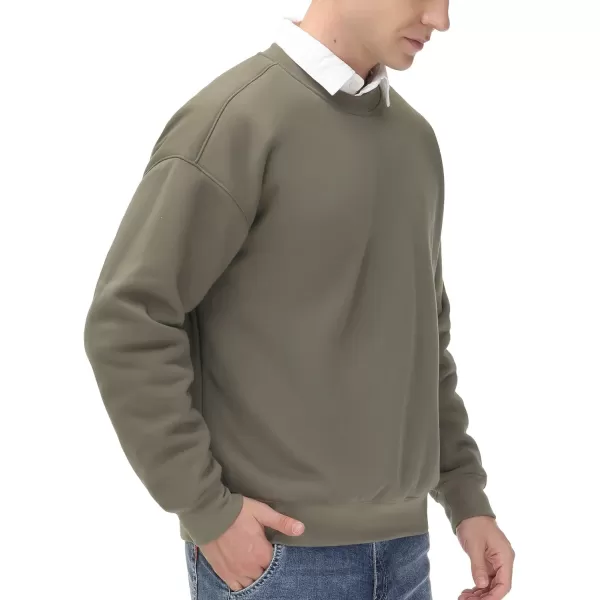 THE GYM PEOPLE Mens Fleece Crewneck Sweatshirt Thick Loose fit Soft Basic Pullover SweatshirtDark Grey